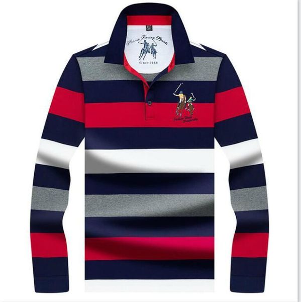 

mens designer polos with horses fashion brand polo shirts for men long sleeved tees shirts spring pullover men clothing m-3xl, White;black