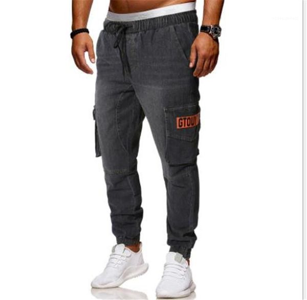 

pocket drawstring homme clothing new summer hip hop casual apparel mens fashion designer jeans solid color, Blue