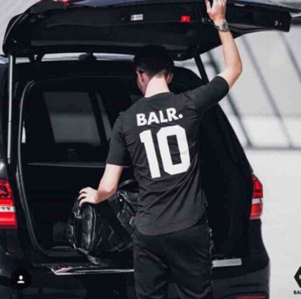 

balr 10 letter print tshirt men women summer short sleeved active sports tees casual soccer ball wear lovers tshirt, White;black