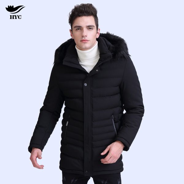 

hai yu cheng mens hooded jackets male winter coats long trench men parka winter anorak jacket cotton quilted puffer jacket 7868, Black