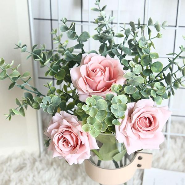 

rose decor artificial flower home decor imitation fake flower for garden plant desk hand-holding #r5