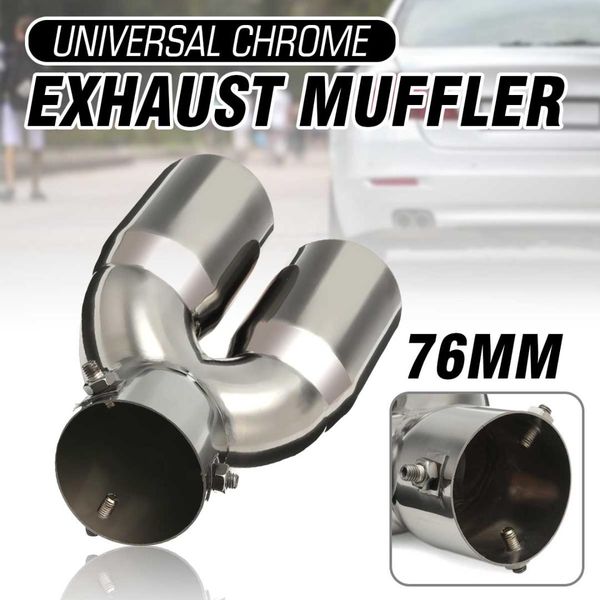

universal car dual exhaust tip exhaust muffler pipe 76mm-66mm double outlet tail pipe tube stainless steel
