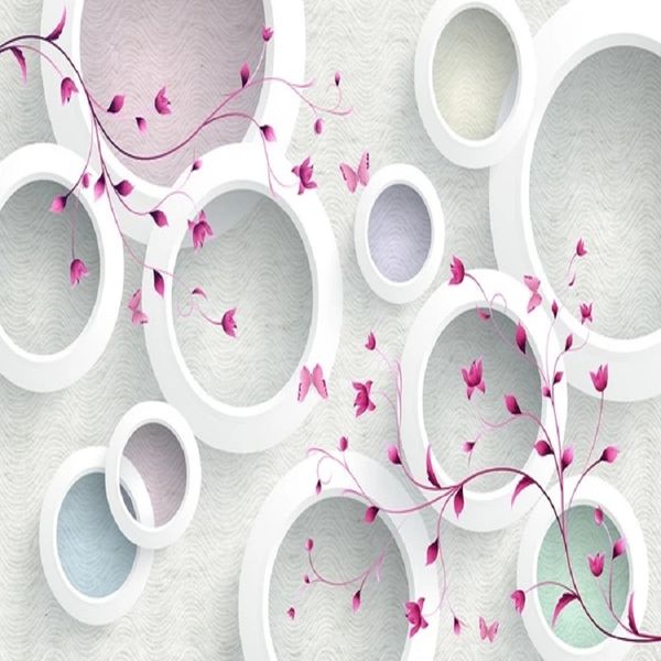 

пользовательский большая настенная 3d обои современного творческий 3d расширение пространства круг розы телевизор обратно декор стены глубок