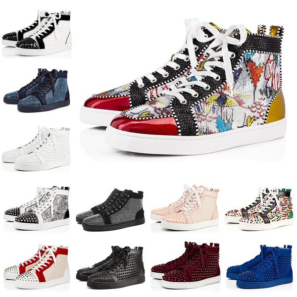 

качество моды нового бренд красного кубовый дизайнер случайных любовники из натуральной кожи случайных заклепок кроссовок размера граффити т, Black