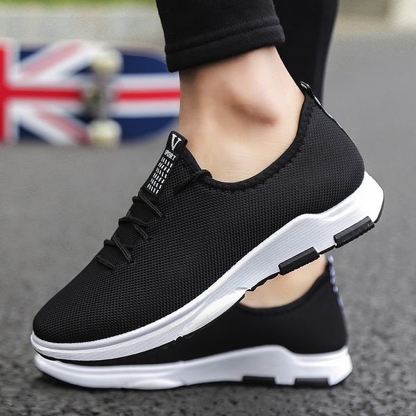 

fashion new mesh men casual shoes lac-up men shoes lightweight comfortable breathable walking sneakers, Black