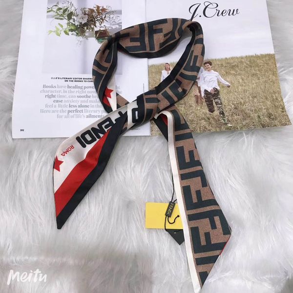 

20 wholesale new style silk scarf double layer printed silk scarf ribbon fashion tie 8*120cm, Blue;gray