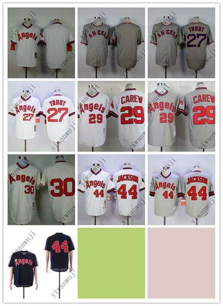 

Angel blank 27 trout 29 carew 30 44 jack on cream white grey black ba eball jer ey hirt titched