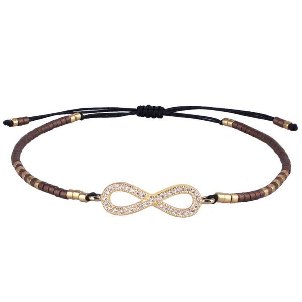 

kelitch retro vintage string bracelets charm infinity pendant woven miyuki seed beaded bracelets jewelry for women fashion gift, Golden;silver