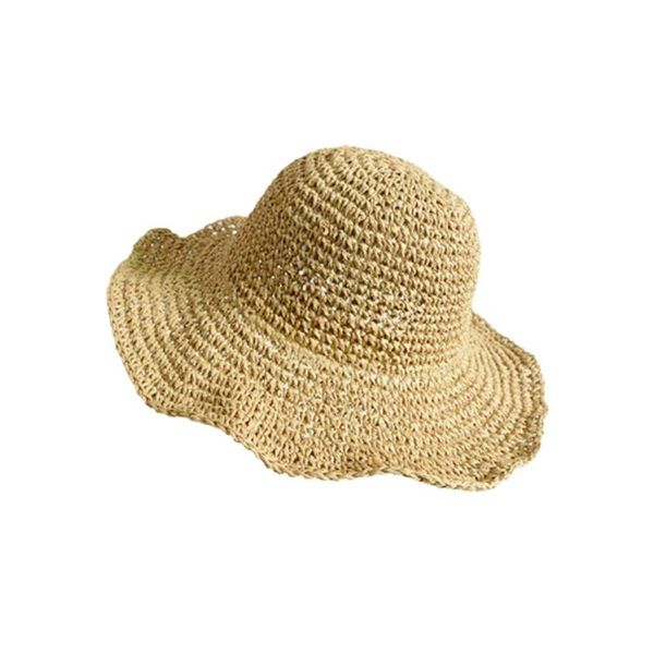 

1 pcs woman straw hat wide brim beach foldable anti-uv hat sun protection collapsible beach cap 56-58cm, Blue;gray