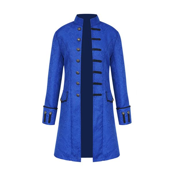 

oeak fashion mens goth steampunk color frock coat new slim fit retro court design party long sleeve stand collar blazer 2019, White;black