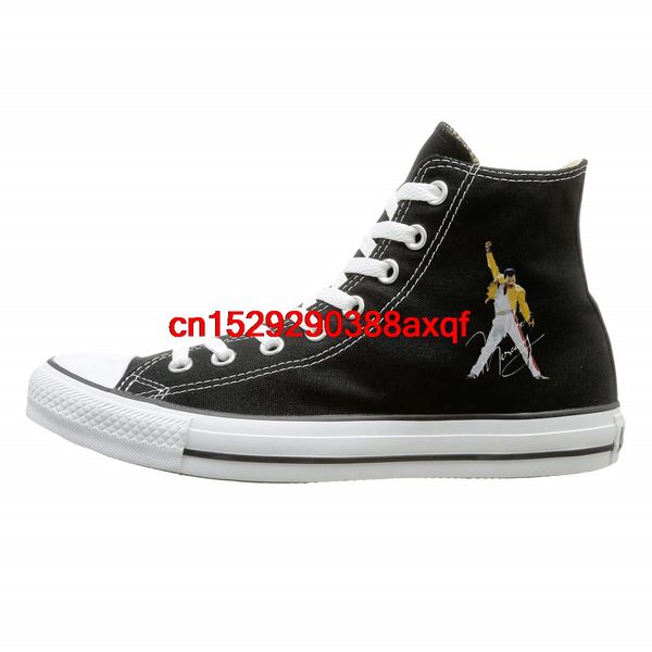 

women men sneakers teenagers boys and girls sports shoes casual shoes freddie mercury high-canvas shoes for men women, Black