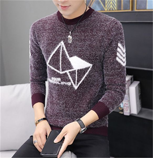 

mens spring designer warm sweaters long sleeve crew neck pullover fashion slim fit male clothing casual apparel, White;black