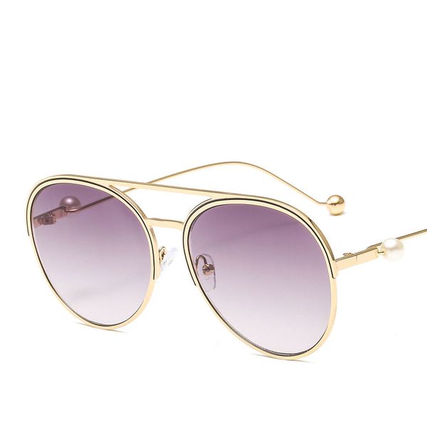 

round women brand sunglasses 2019 fashion pearl leg men chic sun glasses gold clear eyeglasses vintage pilot sunglasses fml, White;black