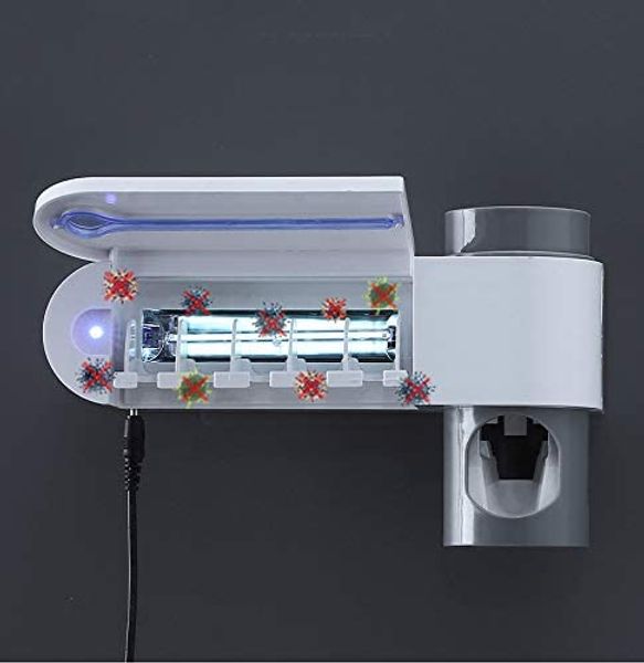 

toothbrush disinfection rack uv sterilization function automatic toothpaste dispenser toothbrush sterilizer holder 1pcs