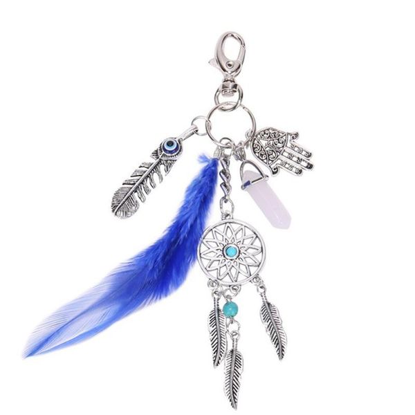 

ornament accessories charms tassel travel decoration pendant portable faux feather gift key ring, Silver