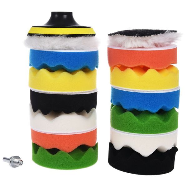 

promotion--polishing buffing pad auto car polishers and buffers wax set pack of 15 pcs +m10 drill adapter kit