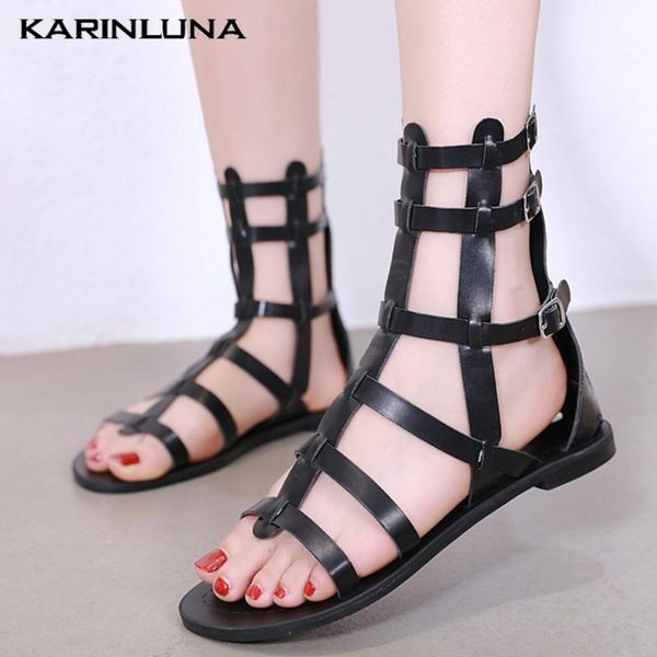 

karin 2020 new fashion gladiator woman shoes flat with narrow band summer casual rome women sandals, Black