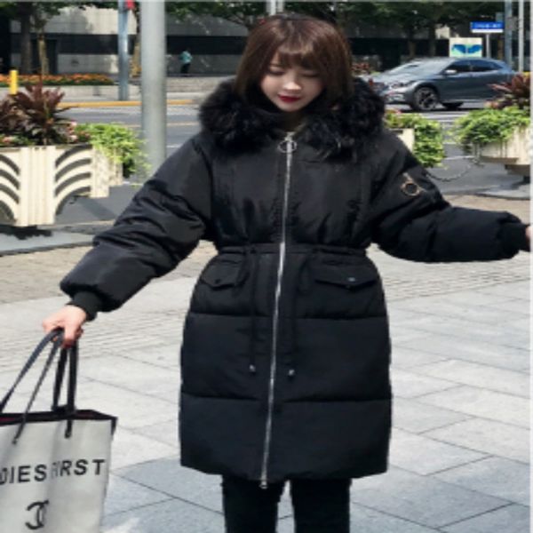 

aphrodite home women's long winter jacket slim parkas large raccoon fur collar hooded coat thick cotton coat warm women parka, Black