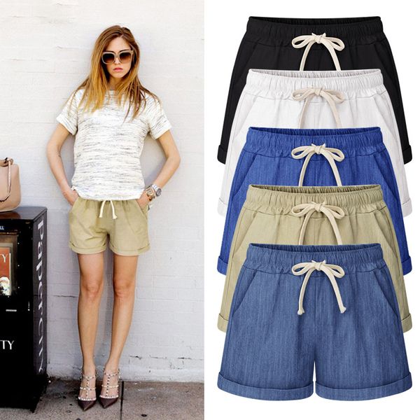 

shorts for women womens shorts summer denim harem big size shorts cotton women skinny 7 colors m 7xl, White;black
