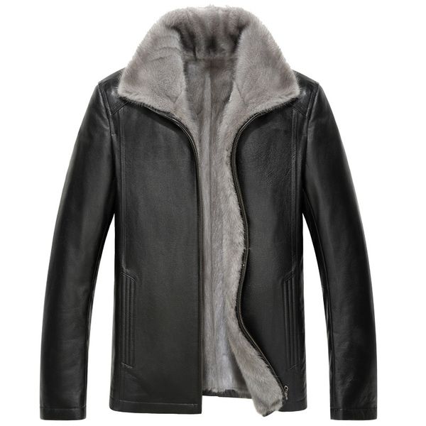 

natural real genuine leather jacket men goatskin winter coat for mens clothing casaco a27dn6268 yy827, Black