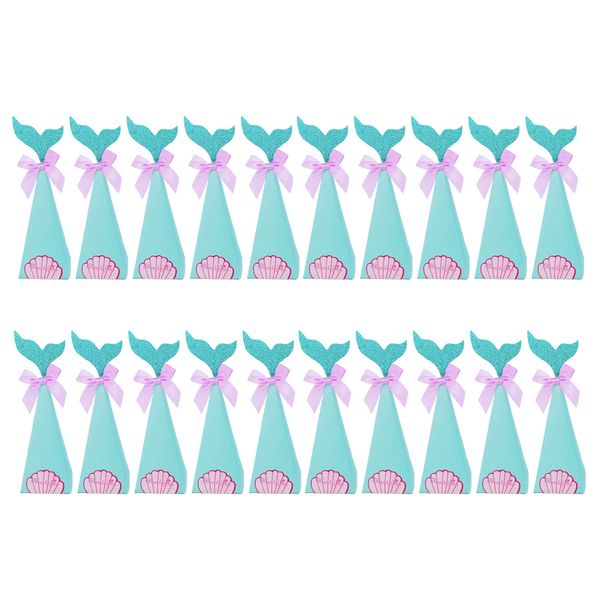 

20pcs creative triangle cone mermaid bowknot candy boxes party favor