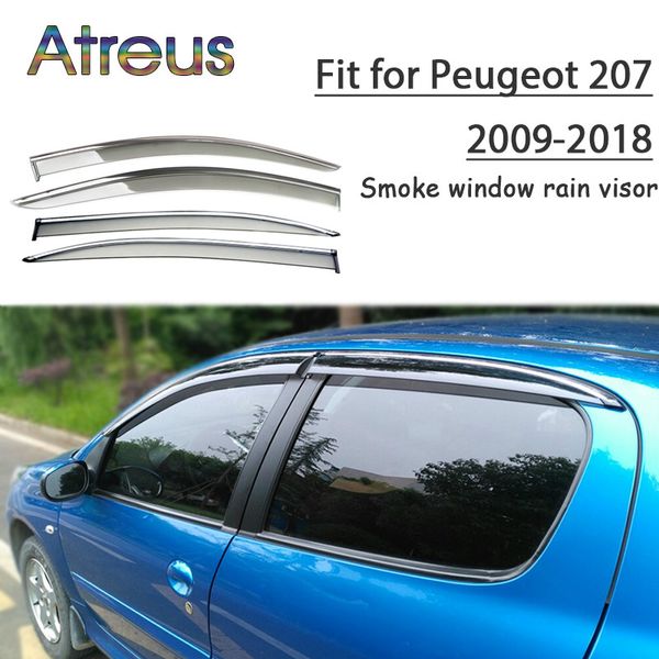 

atreus 1set abs rain smoke window visor car wind deflector for peugeot 207 2009 2010 2011 2012 2013 2014 2015 2016 2017 2018