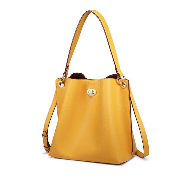 

ladies split leather tote purse fashion lock brief bucket women's shoulder bags