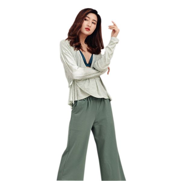 

yomrzl a813 new arrival spring cotton women's pajama set long sleeve daily clothes home clothes, Blue;gray