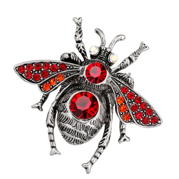 

charm women's animal bee red rhinestone brooch pin jewelry dressing decor, Gray