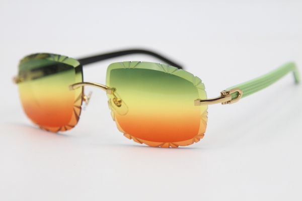 

горячего rimless резного объектив оптического 8200762a зеленый mix black дощатых солнцезащитные очки унисекс мода очки размер: 62-20-135mm о, White;black
