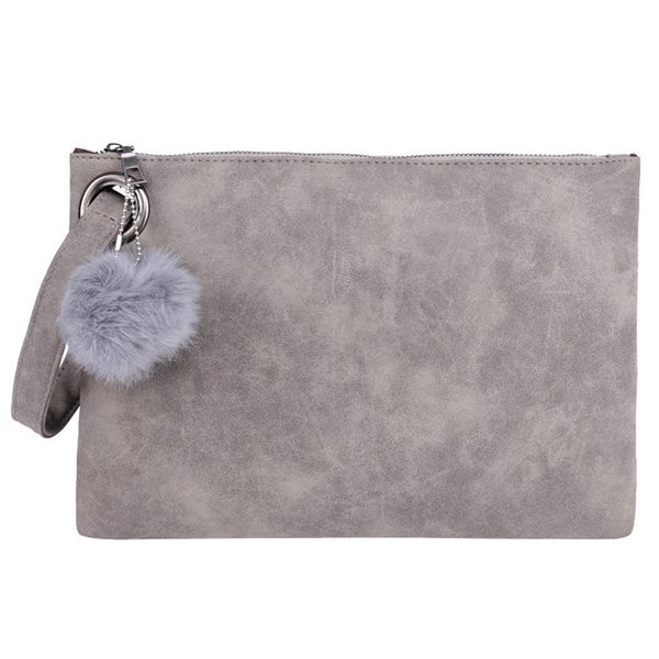 

women purses handbags hairball solid color leather zipper coin purse clutch bag phone bags ladies handbags bolsa feminina bolsos