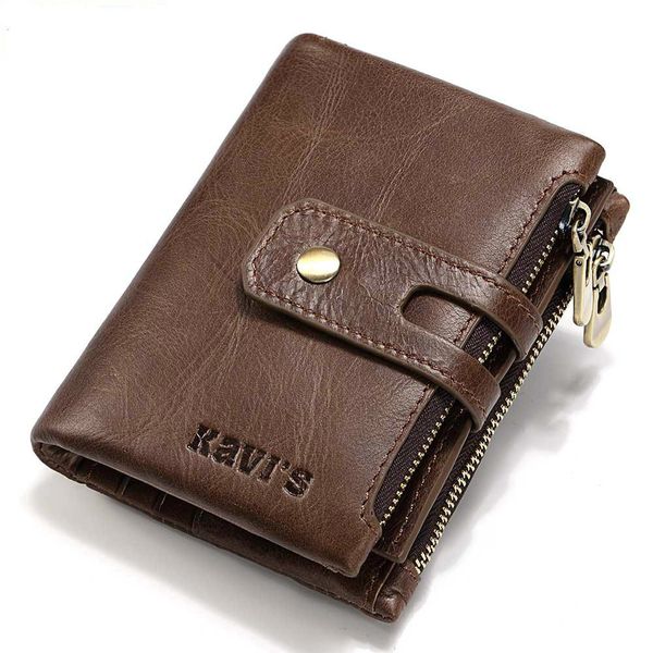 

2019 genuine leather money clip checkbook wallet kavis short fund man both zipper will capacity for men european and american style purses, Red;black