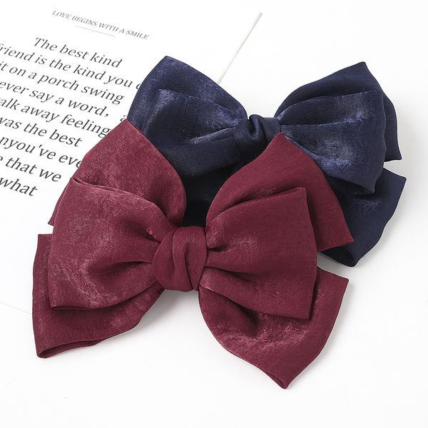 

fashions hairpin solid color large bow barrettes fashion velvet satin sweet three-layer hairpin woman girl hair accessories, Black;brown