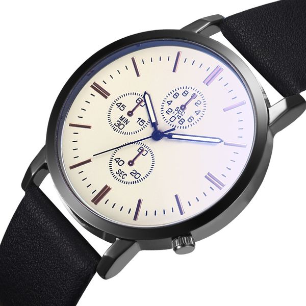 

2019 watches men unobtrusive business simple fashion fake three eyes dial personality watch quartz wristwatches luxury relogio, Slivery;brown