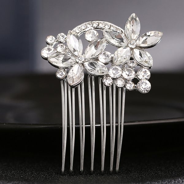 

rhinestone silver bridal hair ornaments flower head jewelry headband women hair combs wedding accessories tiara fs3