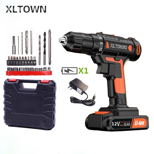 

xltown 12v electric screwdriver witha box high-end cordless rechargeable lithium battery household multifunction electric drill