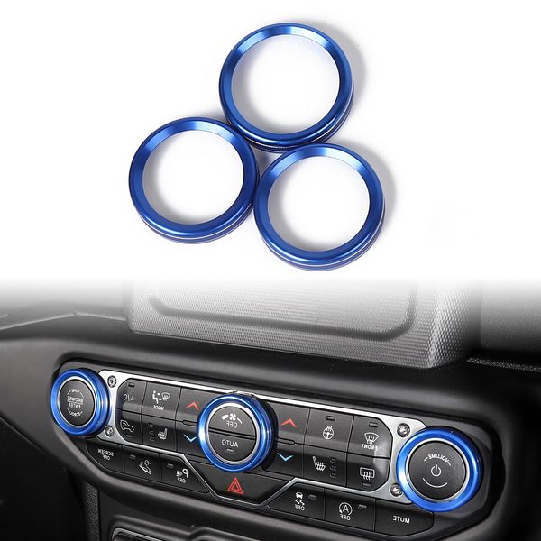 

blue aluminum alloy air conditioner switch trim ring cover for jeep wrangler jl 2018+ auto interior accessories