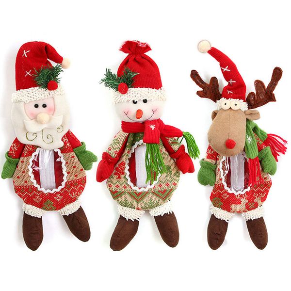 

festive christmas candy packaging velvet wool santa claus snowman elk shape doll zipper xmas gift bag
