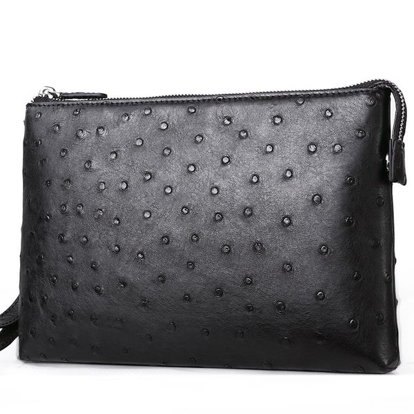 

authentic real ostrich skin businessmen thin clutch purse exotic genuine leather man wristlets bag male large card holders