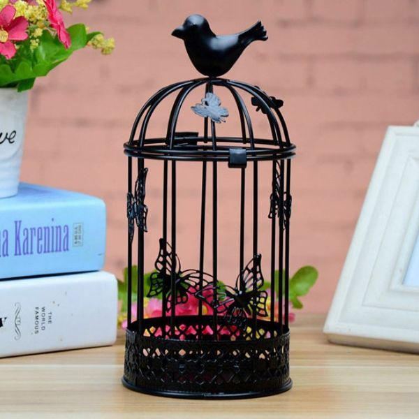 Acheter Classique Vintage Conception En Métal Fer Lanterne Bougeoir Suspendus Lanternes Forme De Cage à Oiseaux Chandelier Pour La Décoration De 202