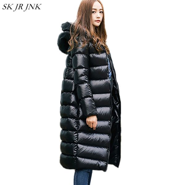 

2018 winter women white duck down parkas female down jacket ladies wadded coat female warm waterproof zipper long parkas lyl247, Black
