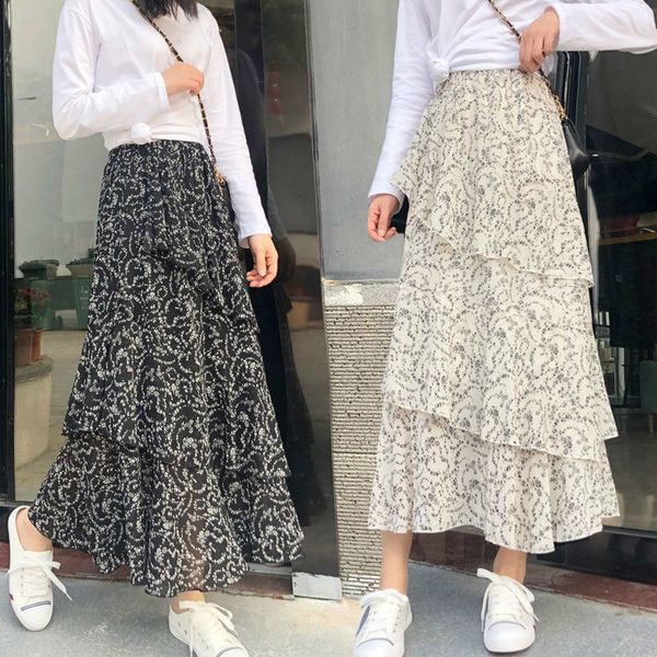 

2019 summer new irregular cake temperament half-body fish tail skirt woman, Black;gray