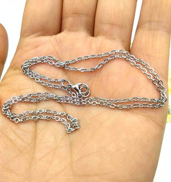 

50pcs/lot 45cm 50cm 2mm stainless steel link chains necklaces fashion jewelry cuban chains wholesale chain diy crafts, Silver
