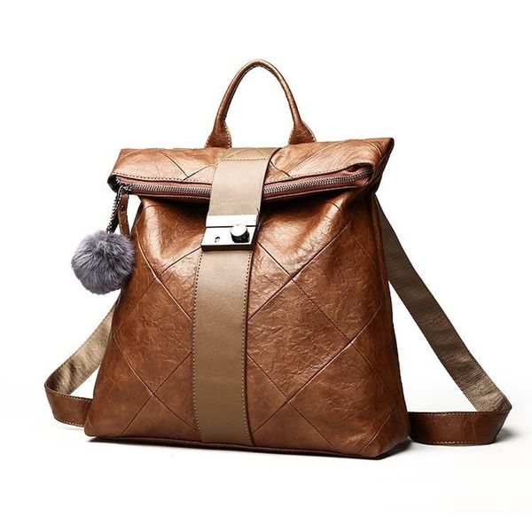 

women's backpack 2020 new business large-capacity women's bag casual soft leather zipper anti-theft backpack