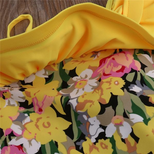 

baby girls one-shoulder bikinis 2018 summer newborn baby girls sleeveless swimsuit+hats 2pcs children floral printed swimwear children