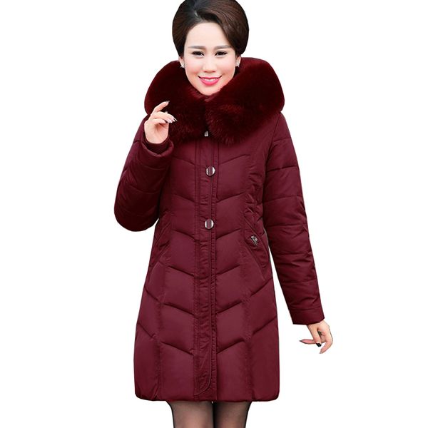 

middle-aged and old women's winter jacket casual fashion women parka high-quality female hooded coat parka plus size 5xl 5l50, Black