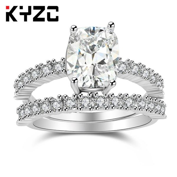 

new european and american couple ring fashion four-claw zircon ring two-piece set, Golden;silver