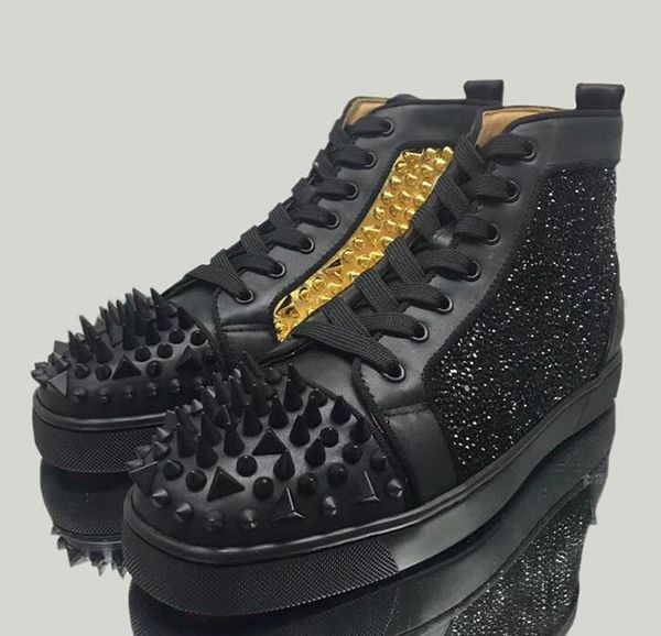 

Fashion Luxury Designer Brand Studded Spikes Flats shoes Red Bottom Shoes For Men Women Party Dress Shoes Lovers Leather Sneakers shoe C2