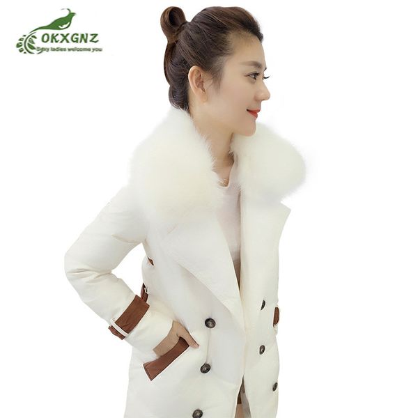 

winter women's down jackets 2019 new fur collar increase parker white duck coats female medium long women's jackets, Black