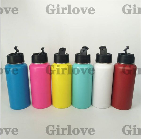 

18oz stainless steel water bottle 12 colors vacuum insulated travel coffee mug cup handle mouth flip cap with lid